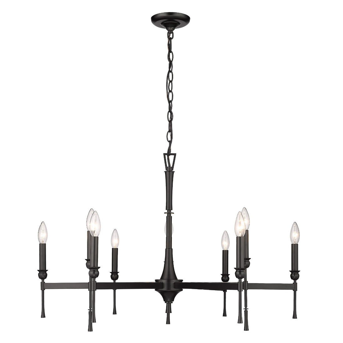 Golden - 3509-9 BLK - Nine Light Chandelier - Landon - Matte Black