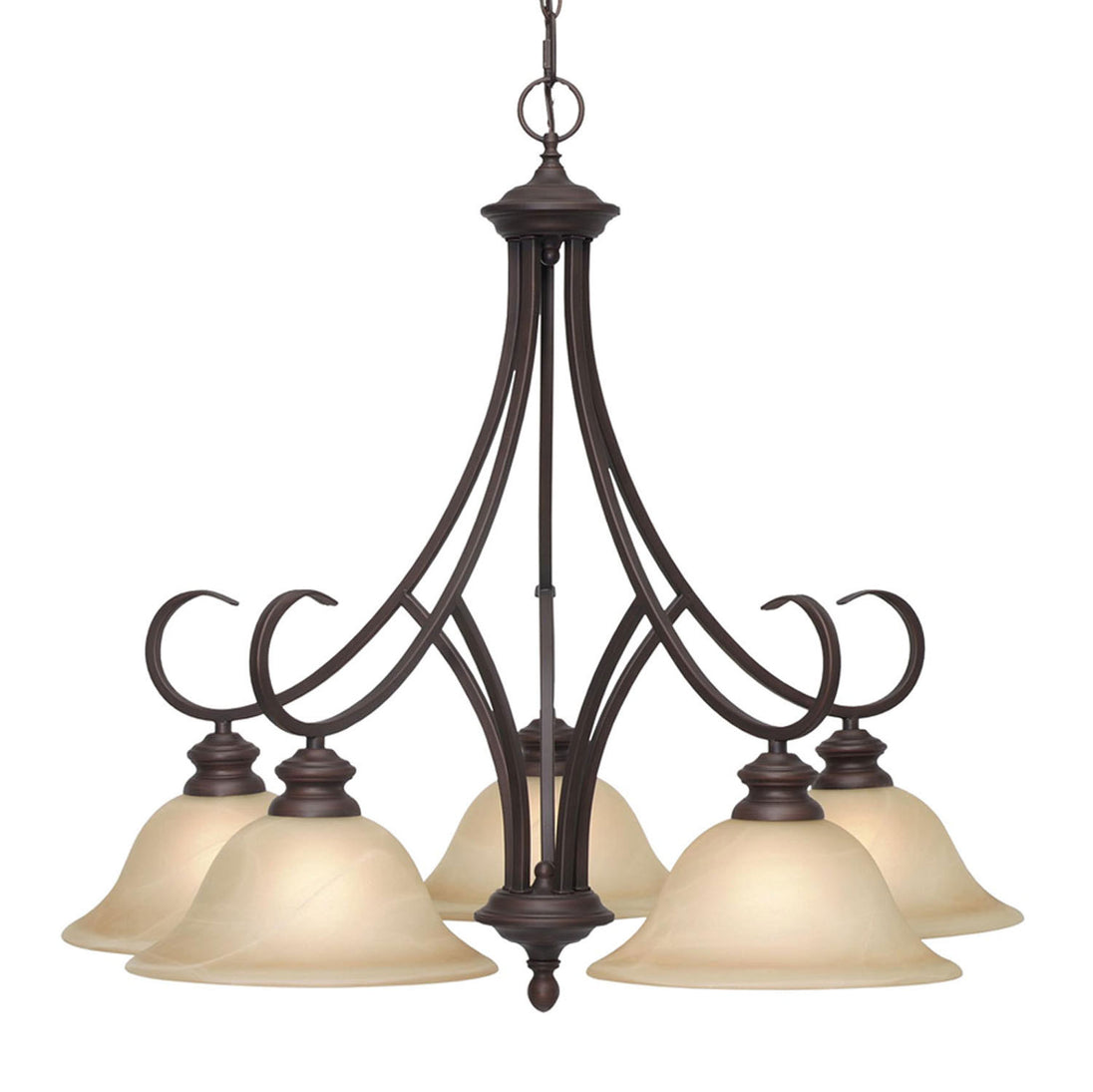 Golden - 6005-D5 RBZ - Five Light Chandelier - Lancaster RBZ - Rubbed Bronze