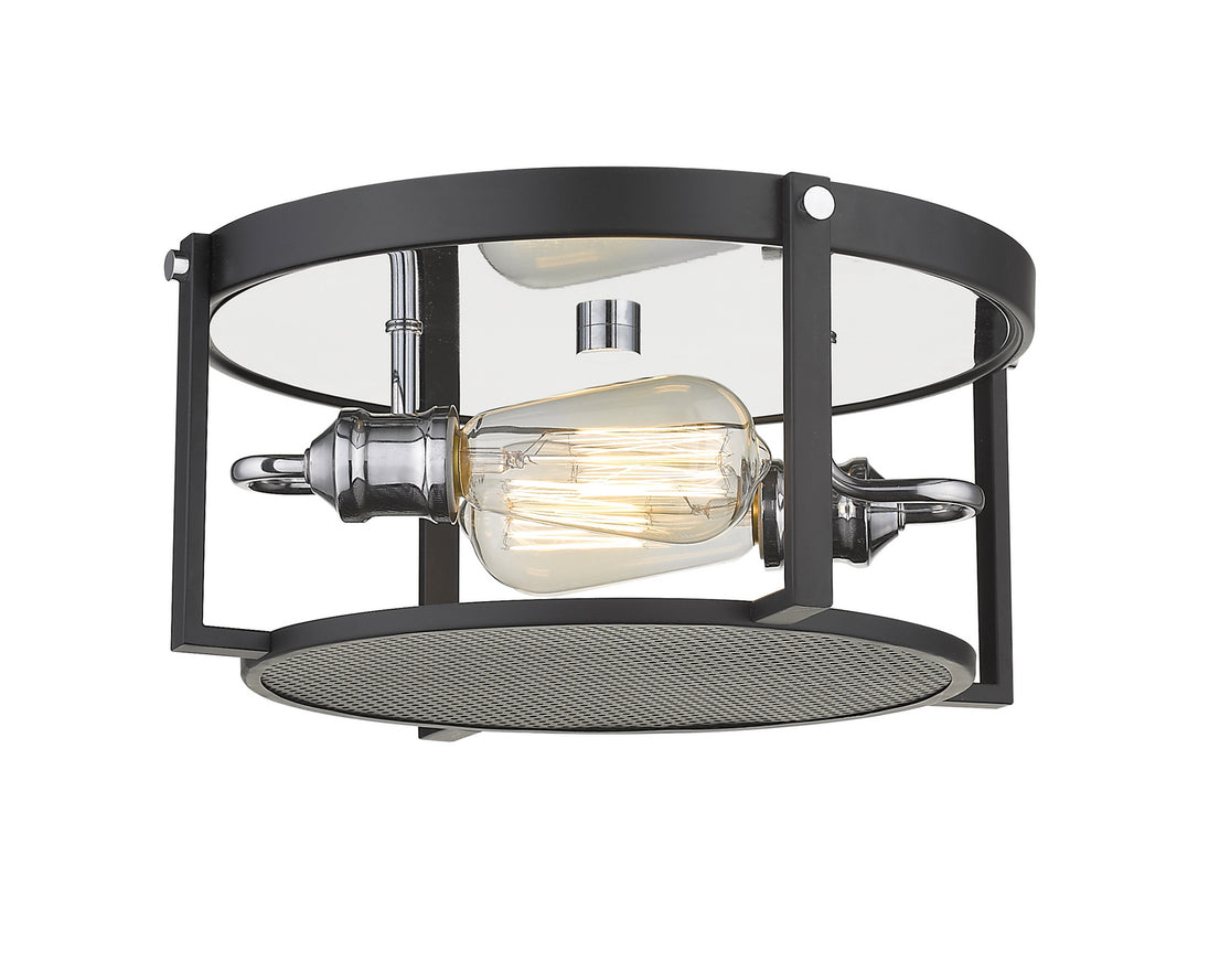 Z-Lite - 723F13-MB+CH - Two Light Flush Mount - Halcyon - Matte Black / Chrome