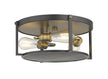 Z-Lite - 723F15-BRZ+HBR - Three Light Flush Mount - Halcyon - Bronze / Heritage Brass