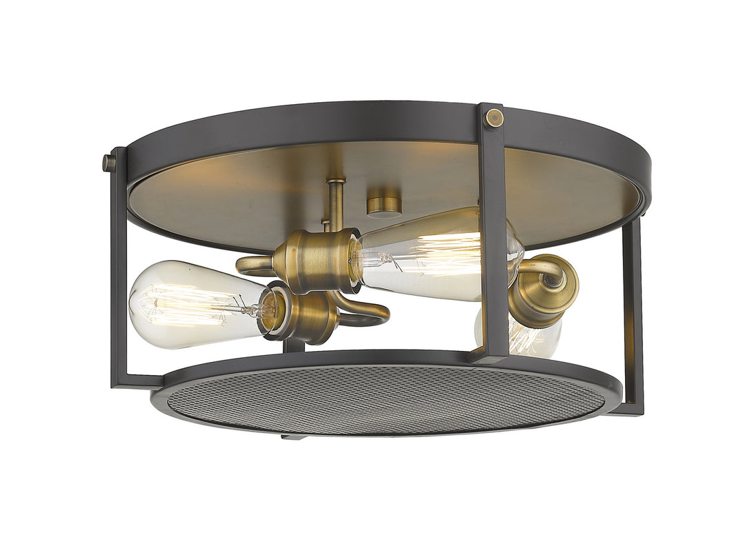 Z-Lite - 723F15-BRZ+HBR - Three Light Flush Mount - Halcyon - Bronze / Heritage Brass