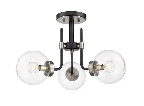 Z-Lite - 477-3SF-MB-BN - Three Light Semi Flush Mount - Parsons - Matte Black / Brushed Nickel