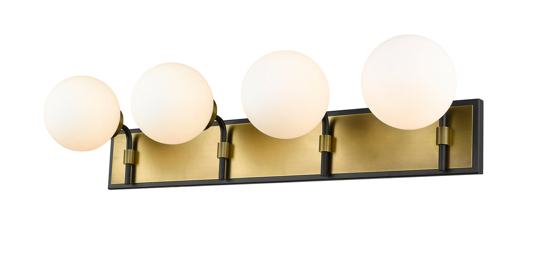 Z-Lite - 477-4V-MB-OBR - Four Light Vanity - Parsons - Matte Black / Olde Brass