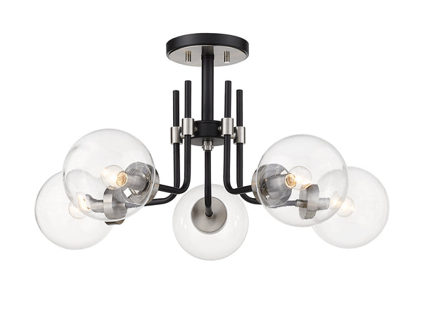 Z-Lite - 477-5SF-MB-BN - Five Light Semi Flush Mount - Parsons - Matte Black / Brushed Nickel