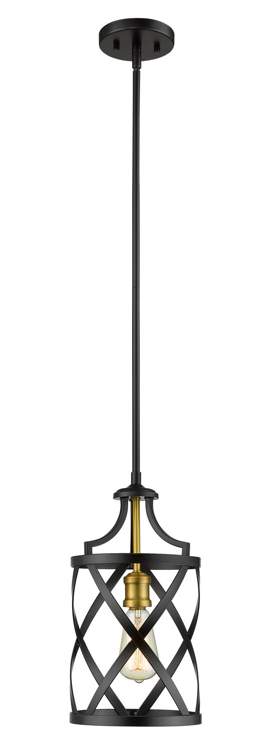 Z-Lite - 481MP-MB-OBR - One Light Pendant - Malcalester - Matte Black / Olde Brass