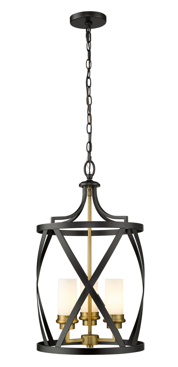 Z-Lite - 481P14-MB-OBR - Three Light Pendant - Malcalester - Matte Black / Olde Brass