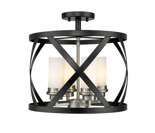 Z-Lite - 481SF15-MB-BN - Four Light Semi Flush Mount - Malcalester - Matte Black / Brushed Nickel