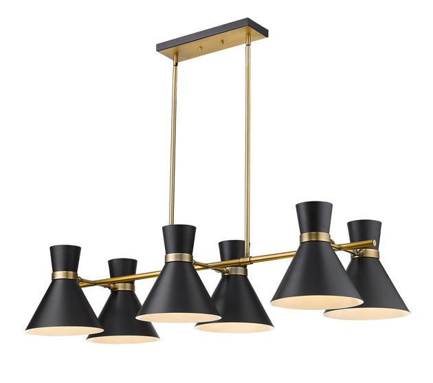 Z-Lite - 728-6L-MB-HBR - Six Light Linear Chandelier - Soriano - Matte Black / Heritage Brass