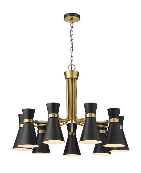 Z-Lite - 728-9MB-HBR - Nine Light Chandelier - Soriano - Matte Black / Heritage Brass