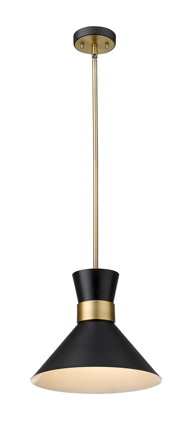 Z-Lite - 728P13-MB-HBR - One Light Pendant - Soriano - Matte Black / Heritage Brass