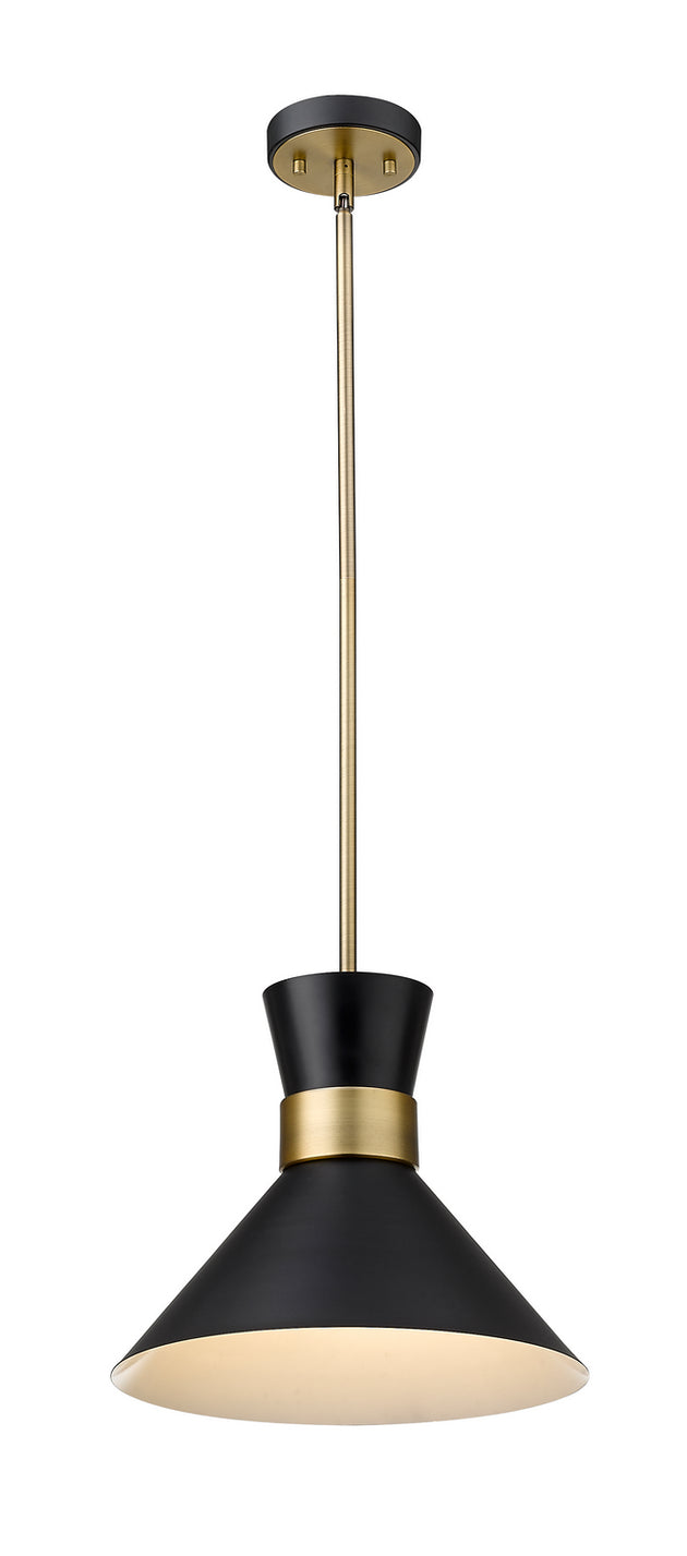 Z-Lite - 728P13-MB-HBR - One Light Pendant - Soriano - Matte Black / Heritage Brass