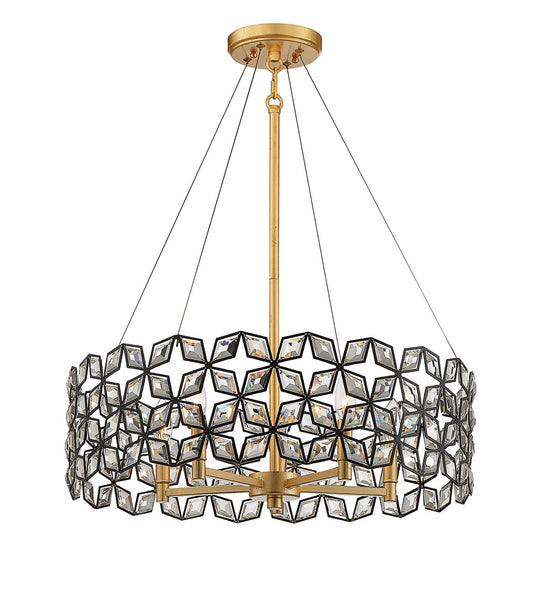 Metropolitan - N7845-711 - Five Light Pendant - Brookcrest - Sand Coal W/ Gold Leaf