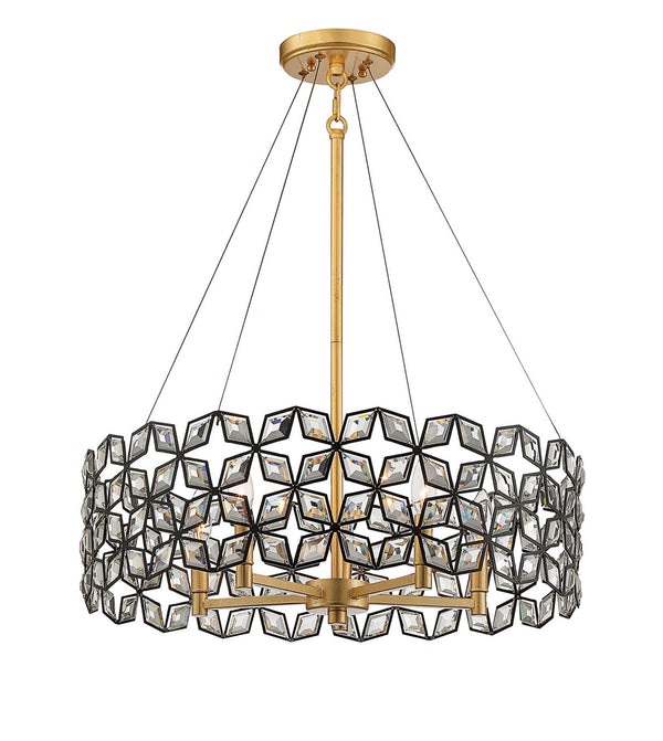 Metropolitan - N7845-711 - Five Light Pendant - Brookcrest - Sand Coal W/ Gold Leaf