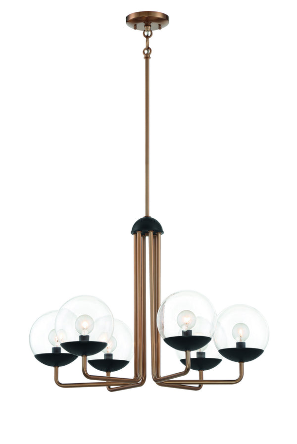 George Kovacs - P1505-416 - Six Light Chandelier - Outer Limits - Painted Bronze W/Natural Brush