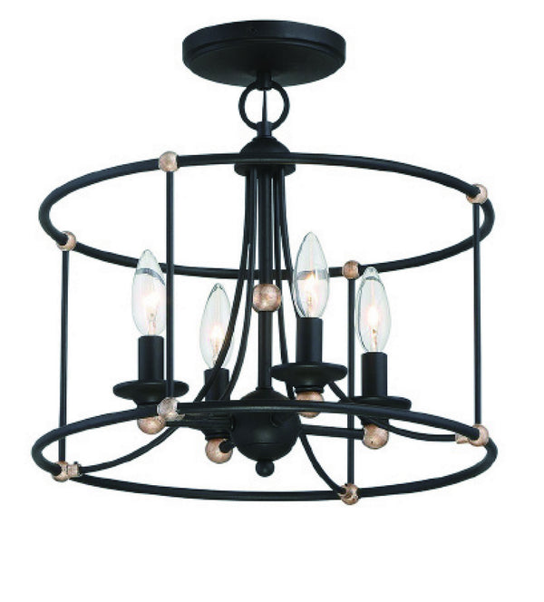 Minka-Lavery - 1049-677 - Four Light Semi Flush Mount - Westchester County - Sand Coal With Skyline Gold Le