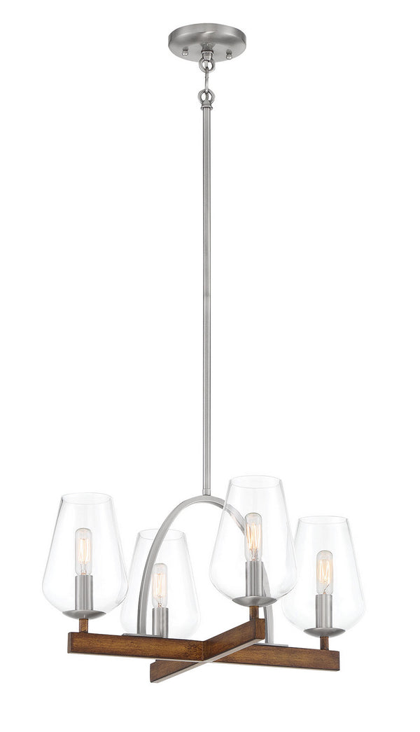 Minka-Lavery - 1064-699 - Four Light Convetible Chandelier / Semi Flush - Birnamwood - Koa Wood W/ Pewter