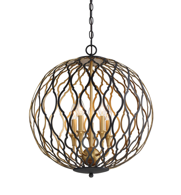 Minka-Lavery - 2405-680 - Five Light Pendant - Gilded Glam - Sand Coal With Painted And Pla