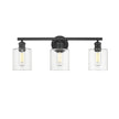 Golden - 0306-BA3 BLK-CLR - Three Light Bath Vanity - Fisher - Matte Black