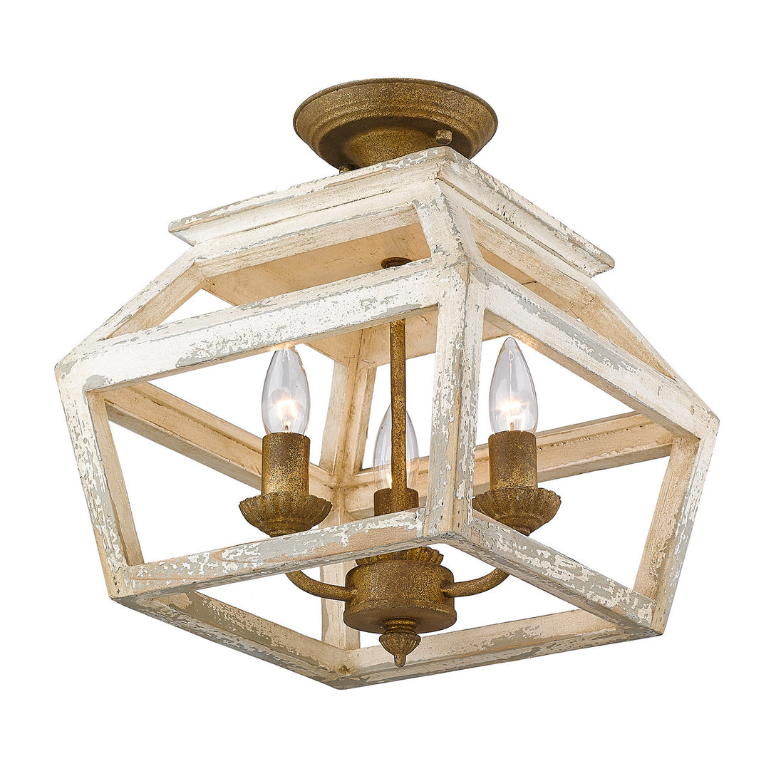 Golden - 0839-SF BC - Three Light Semi-Flush Mount - Haiden - Burnished Chestnut