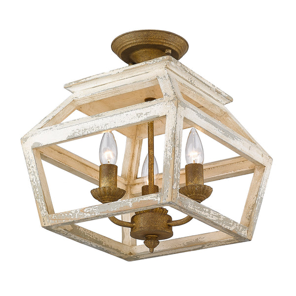 Golden - 0839-SF BC - Three Light Semi-Flush Mount - Haiden - Burnished Chestnut