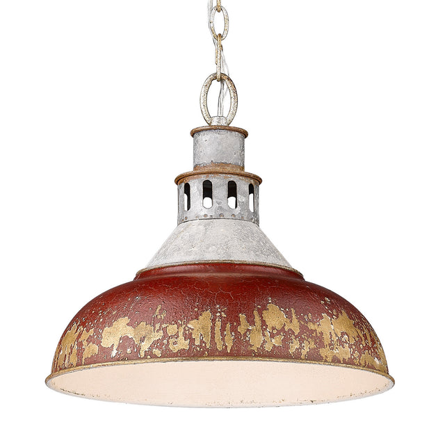 Golden - 0865-L AGV-RED - One Light Pendant - Kinsley - Aged Galvanized Steel
