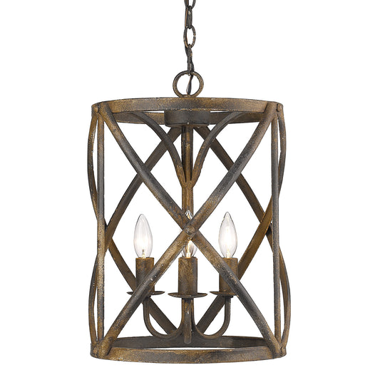 Golden - 0890-3P ABI - Three Light Pendant - Alcott - Antique Black Iron