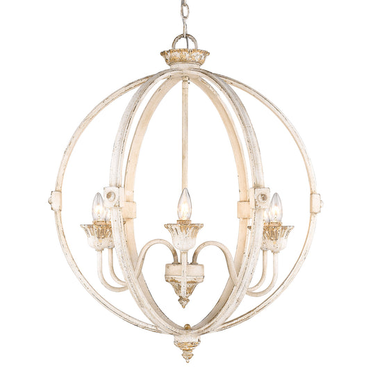 Golden - 0892-6 AI - Six Light Chandelier - Jules - Antique Ivory