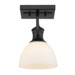 Golden - 3118-1SF BLK-OP - One Light Semi-Flush Mount - Hines BLK - Matte Black