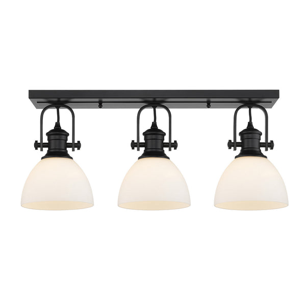 Golden - 3118-3SF BLK-OP - Three Light Semi-Flush Mount - Hines BLK - Matte Black