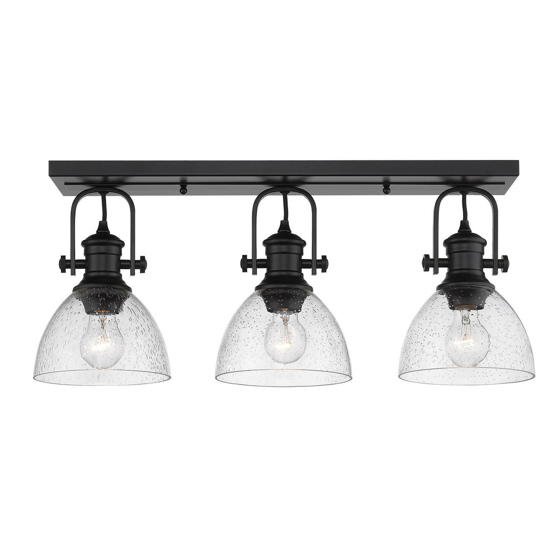 Golden - 3118-3SF BLK-SD - Three Light Semi-Flush Mount - Hines BLK - Matte Black