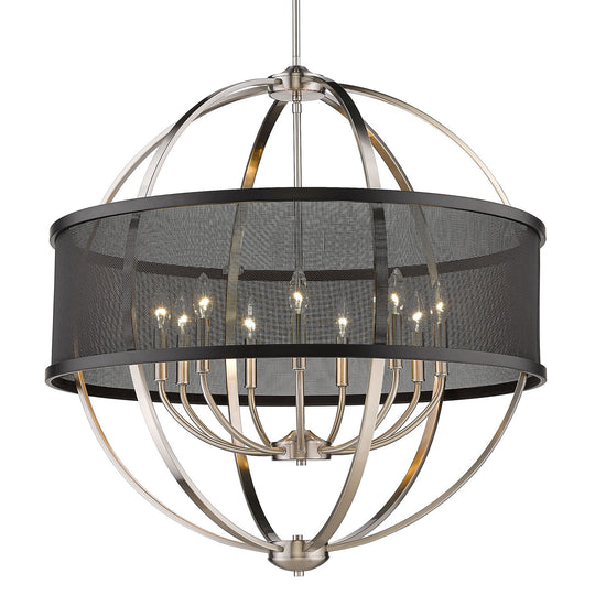 Golden - 3167-9 PW-BLK - Nine Light Chandelier - Colson PW - Pewter