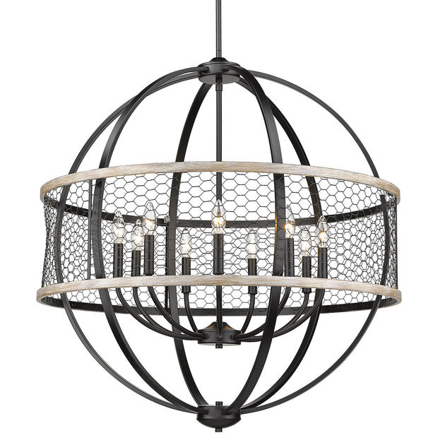 Golden - 3170-9 BLK-CW - Nine Light Chandelier - Roost - Matte Black