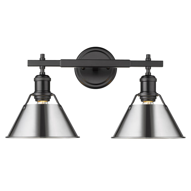 Golden - 3306-BA2 BLK-CH - Two Light Bath Vanity - Orwell BLK - Matte Black