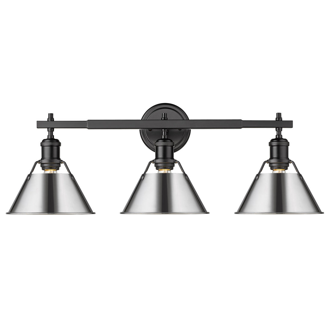 Golden - 3306-BA3 BLK-CH - Three Light Bath Vanity - Orwell BLK - Matte Black