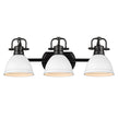 Golden - 3602-BA3 BLK-WHT - Three Light Bath Vanity - Duncan BLK - Matte Black