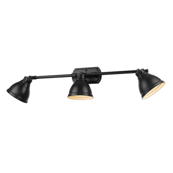 Golden - 3602-VL3 BLK-BLK - Three Light Bath Vanity - Duncan BLK - Matte Black