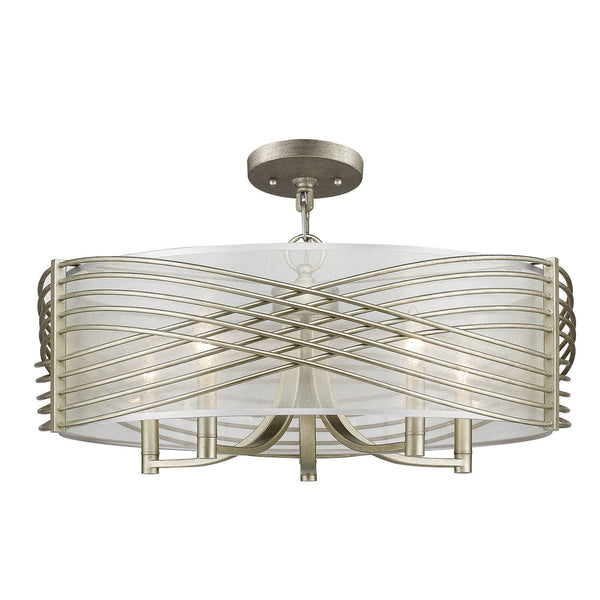 Golden - 5516-5SF WG-SHR - Five Light Semi-Flush Mount - Zara - White Gold