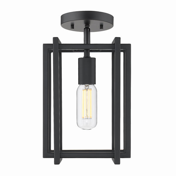 Golden - 6070-1SF BLK-BLK - One Light Semi-Flush Mount - Tribeca BLK - Matte Black