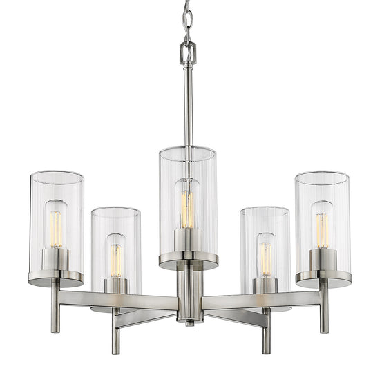 Golden - 7011-5 PW-CLR - Five Light Chandelier - Winslett PW - Pewter