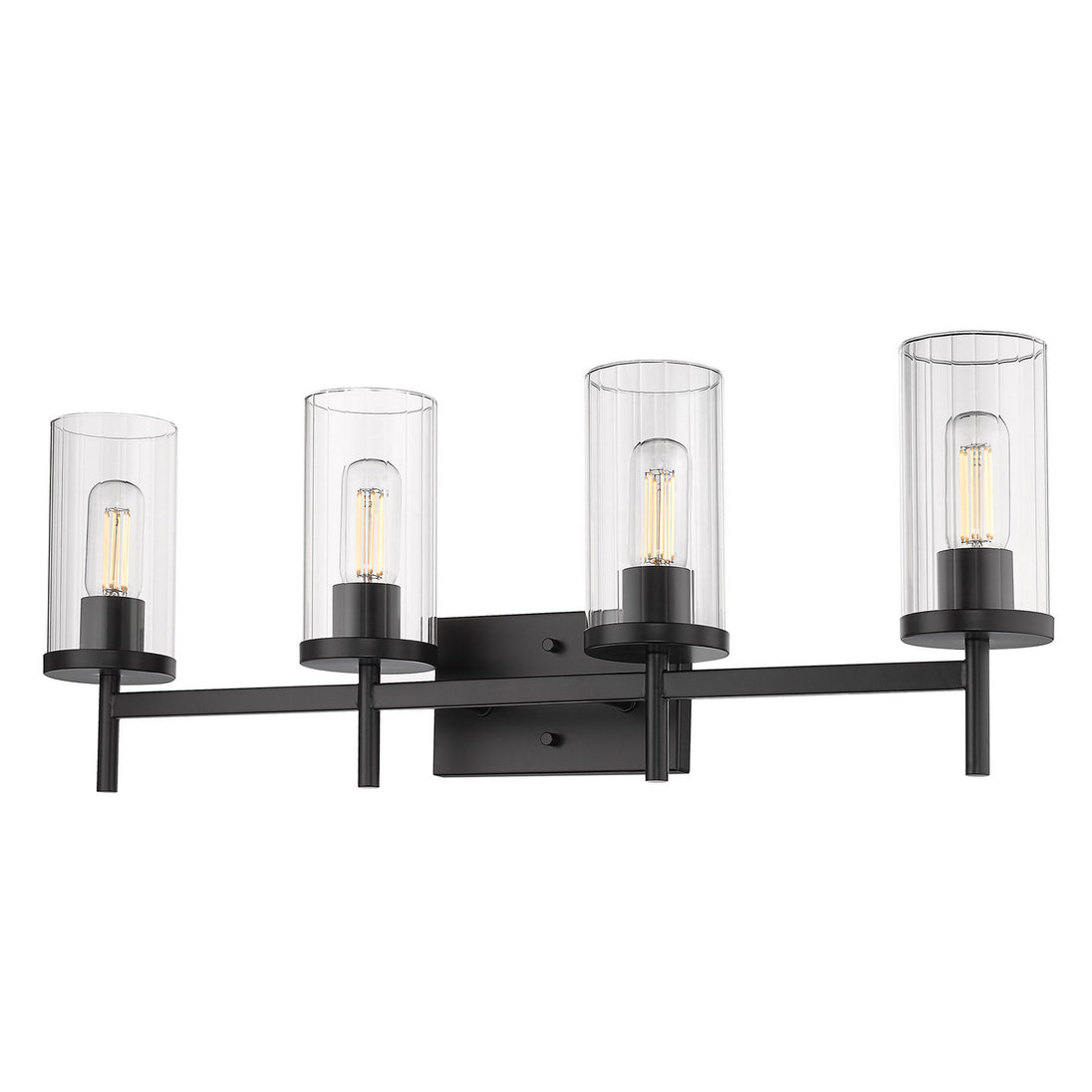 Golden - 7011-BA4 BLK-CLR - Four Light Bath Vanity - Winslett BLK - Matte Black