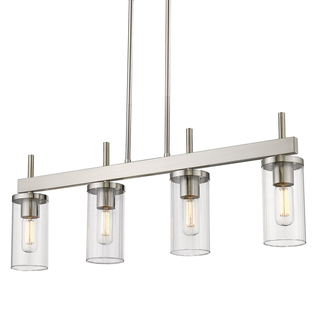 Golden - 7011-LP PW-CLR - Four Light Linear Pendant - Winslett PW - Pewter