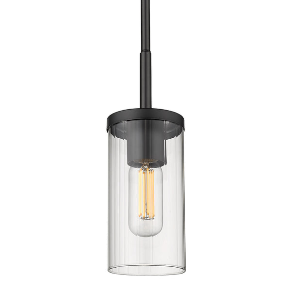 Golden - 7011-M1L BLK-CLR - One Light Mini Pendant - Winslett BLK - Matte Black