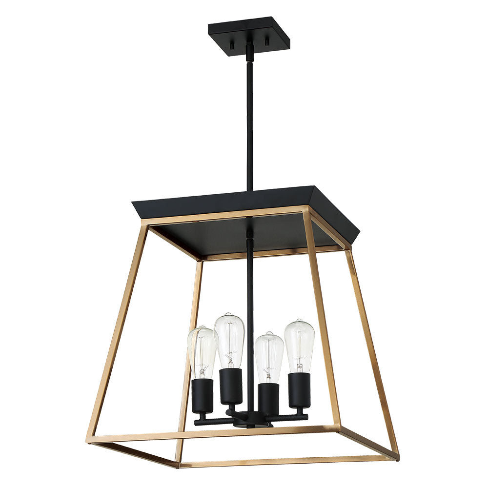 Eglo USA - 204595A - Four Light Pendant - Paulino - Brushed Gold and Matte Black