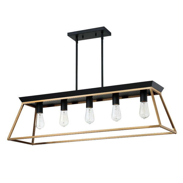 Eglo USA - 204596A - Five Light Pendant - Paulino - Brushed Gold and Matte Black