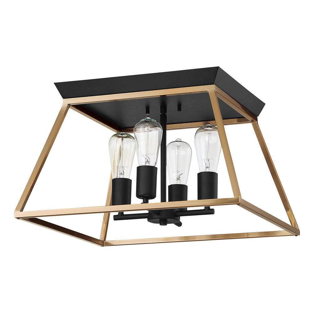 Eglo USA - 204599A - Four Light Ceiling Mount - Paulino - Brushed Gold and Matte Black