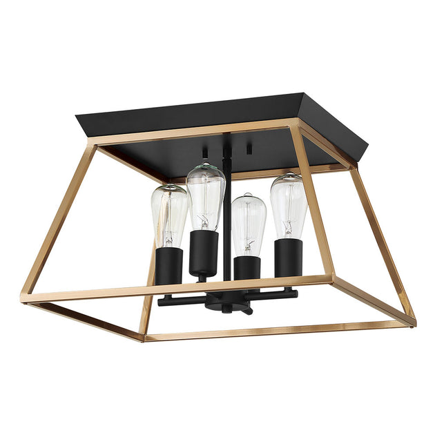 Eglo USA - 204599A - Four Light Ceiling Mount - Paulino - Brushed Gold and Matte Black