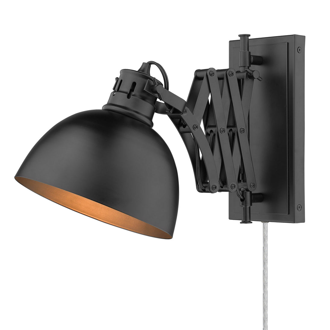 Golden - 3824-A1W BLK-BLK - One Light Wall Sconce - Hawthorn BLK - Matte Black