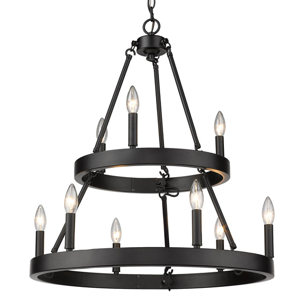 Golden - 1017-36 BLK - Nine Light Chandelier - Alastair - Matte Black