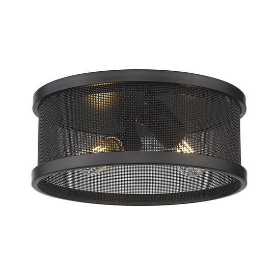 Golden - 3168-FM11 BLK-BLK - Two Light Flush Mount - Channing BLK - Matte Black