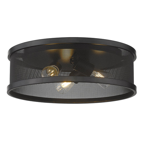 Golden - 3168-FM15 BLK-BLK - Three Light Flush Mount - Channing BLK - Matte Black